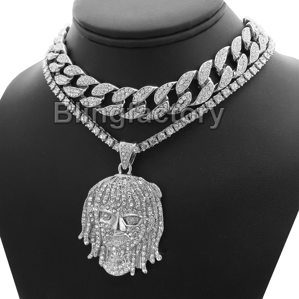 Silver Lil Pump Portrait 18" Full Iced Choker Set